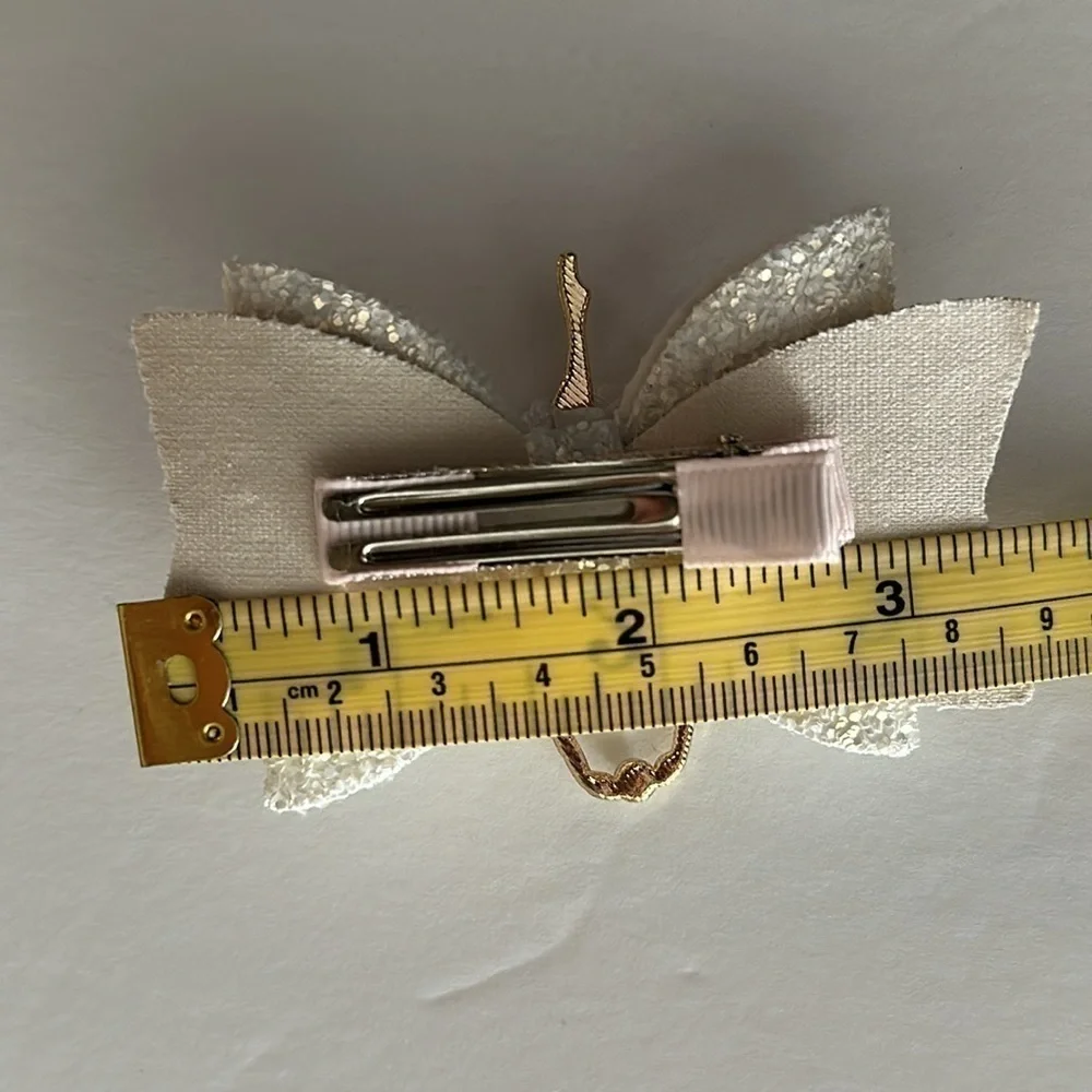 𝅺sparkly white ballerina hair clip barrette